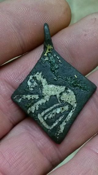 Stunning Rare Medieval Heraldic Horse Harness Pendant Found Metal Detecting photo