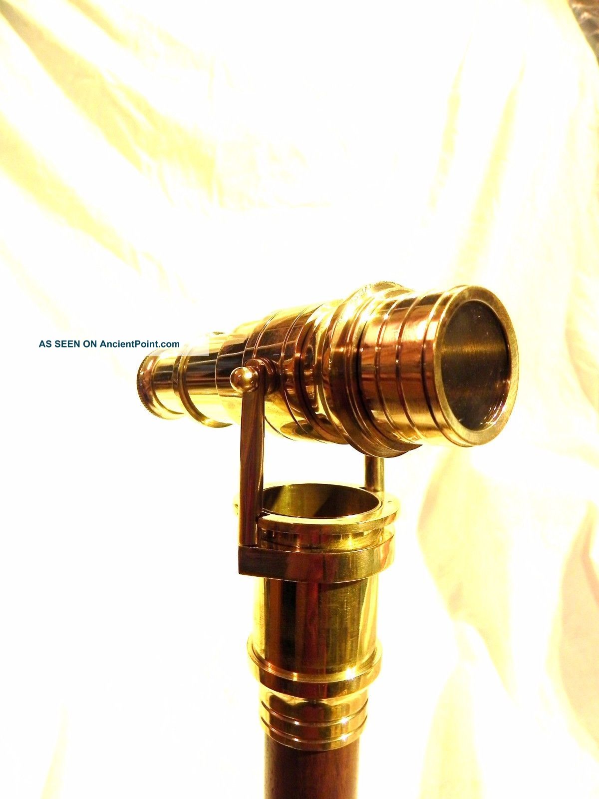 Brass Wood Walking Stick With Folding Telescope Nautical Maritime Walking Cane Telescopes photo