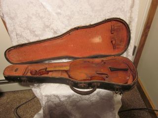Antique Heinrich Th.  Heberlein Jr.  Markneukirchen 1914 Violin W Case For Restore photo