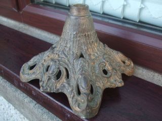 Very Ornate Old Cast Iron Oil Lamp Base photo