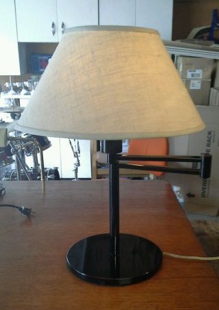 Mendizabal Brass Adujstable Swing Arm Lamp,  Black Desk,  Table,  Reading Light photo