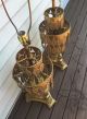2 Vintage Large Heavy Regal Metal Fringe Ornate Gild Table Lamps - Gold Lamps photo 7