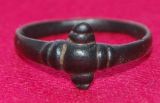 Medieval Bronze Ring - Rare & Unusual Design - Circa 1400 Ad photo