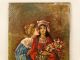 19thc Antique French Post Impressionist Victorian Sisters Lady Portrait Painting Victorian photo 1