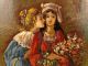 19thc Antique French Post Impressionist Victorian Sisters Lady Portrait Painting Victorian photo 4