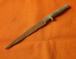 A119.  Roman Style Knife With Bronze Handle And Authentic Iron Bade photo