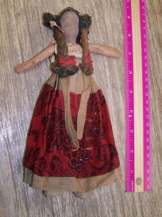 Old Authentic Antique Clay Indian Doll Primitive Handmade Clay Face Ooak Rare photo