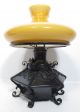 Rare Antique Tin Hexagon Oil Kerosene Lamp W/ Butterscotch Amber Glass Shade Yqz Lamps photo 2