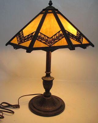 Antique Bradley & Hubbard Nouveau Cast Iron Slag Glass Lamp Arts & Crafts Nr Yqz photo