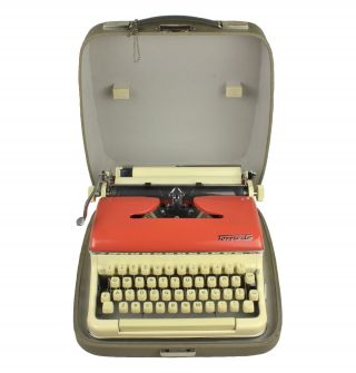 Vintage 1961 Torpedo Model 18 Germany Portable Typewriter,  Case Script Font Rare photo