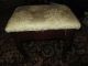 Vintage Mahogany Queen Anne Storage Bench Stool Fabric Stained Heavy Post-1950 photo 3