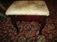 Vintage Mahogany Queen Anne Storage Bench Stool Fabric Stained Heavy Post-1950 photo 5