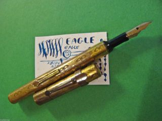 Vintage Eagle Fountain Pen Chased Metal Body Eagle Pencil Co.  Parts photo