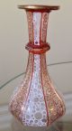 Antique Bohemian Moser Ruby Red & Enamel Decor 8 Panel Art Glass Bud Vase Vases photo 1