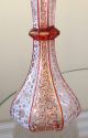 Antique Bohemian Moser Ruby Red & Enamel Decor 8 Panel Art Glass Bud Vase Vases photo 4