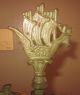 Xlnt Antique Victorian Shabby Orig Green Iron Floral Ship Bridge Arm Floor Lamp Lamps photo 3