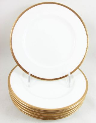 6 Tiffany &co Coalport China Z6082 Salad Side Plates Raised Gold Encrusted White photo