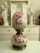 Rare Breathtaking Antique Handpainted Floral Gwtw Parlor Lamp Pastels Roses Lamps photo 6