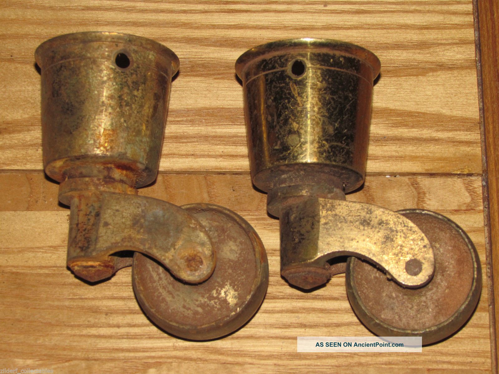 No.  10 - Large Reclaimed Antique Brass Castors With Brass Wheels Other Antique Hardware photo