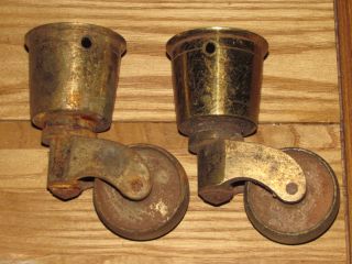No.  10 - Large Reclaimed Antique Brass Castors With Brass Wheels photo