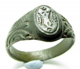 Authentic Tudor Period Bronze Decorated Ring - Wearable - Ad 1600 - T1 photo