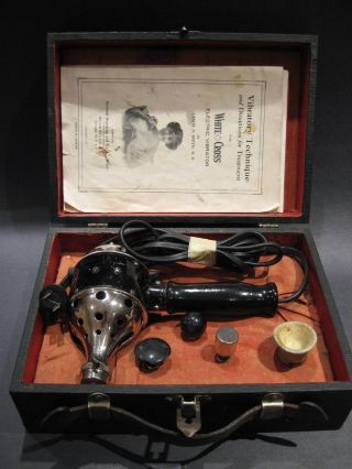 Antique 1917 White Cross Electric Vibrator Quack Medical Device Steampunk Box, photo