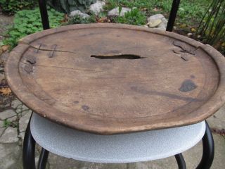Rare Antique Primitive Very Old Wooden Round Ottoman Dinning Table photo