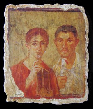 Roman Pompeii Wall Painting Fresco Replica Terentius Neo & Wife Family Picture photo