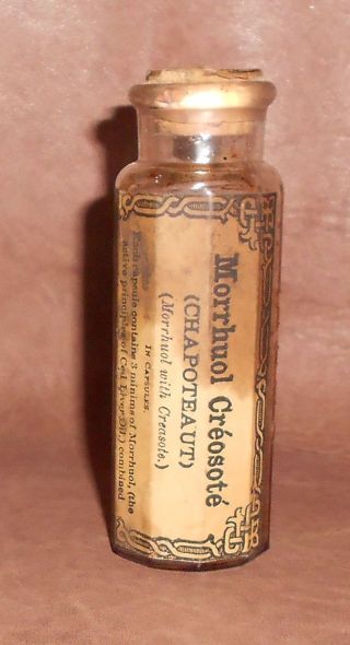 C1905 Antique Medicine Bottle - Morrhuol Creosote Cod Liver Oil Pills photo
