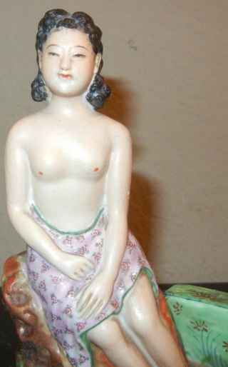 Chinese Antique Porcelain Statue Rare Unusual Lady Figurine Woman Marked photo