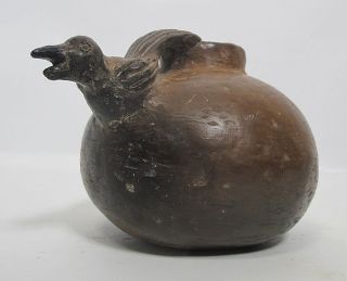 Pre - Columbian Mississippian Pottery Vessel Jug W/ Figural Bird Effigy Handle Yqz photo