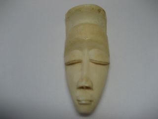 Antique Estate Large Hand Carved African Face Pendant 3.  5 