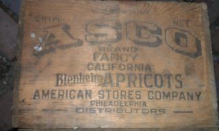 Vintage Blenheim Apricot Asco Wooden Crate photo