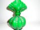 Antique Victorian Green Quilted Art Glass Vase 7x4 Inches Vases photo 2