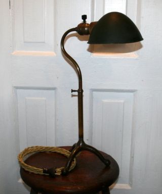 Vintage Antique Industrial Faries Brass Lamp Machine Age Light Hubbell Shade photo
