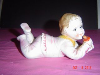 Vintage Porcelain Bisque Piano Baby 6inch Figurine Hand - Painted Germany? photo