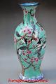 Delicate Decorated Chinese Cloisonne Handwork Painted Magpie Plum Vase Vases photo 3