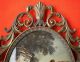 Stunning Large Vintage Ca 1950 Italian Brass Framed Silk Print With Convex Glass Other Antique Decorative Arts photo 2