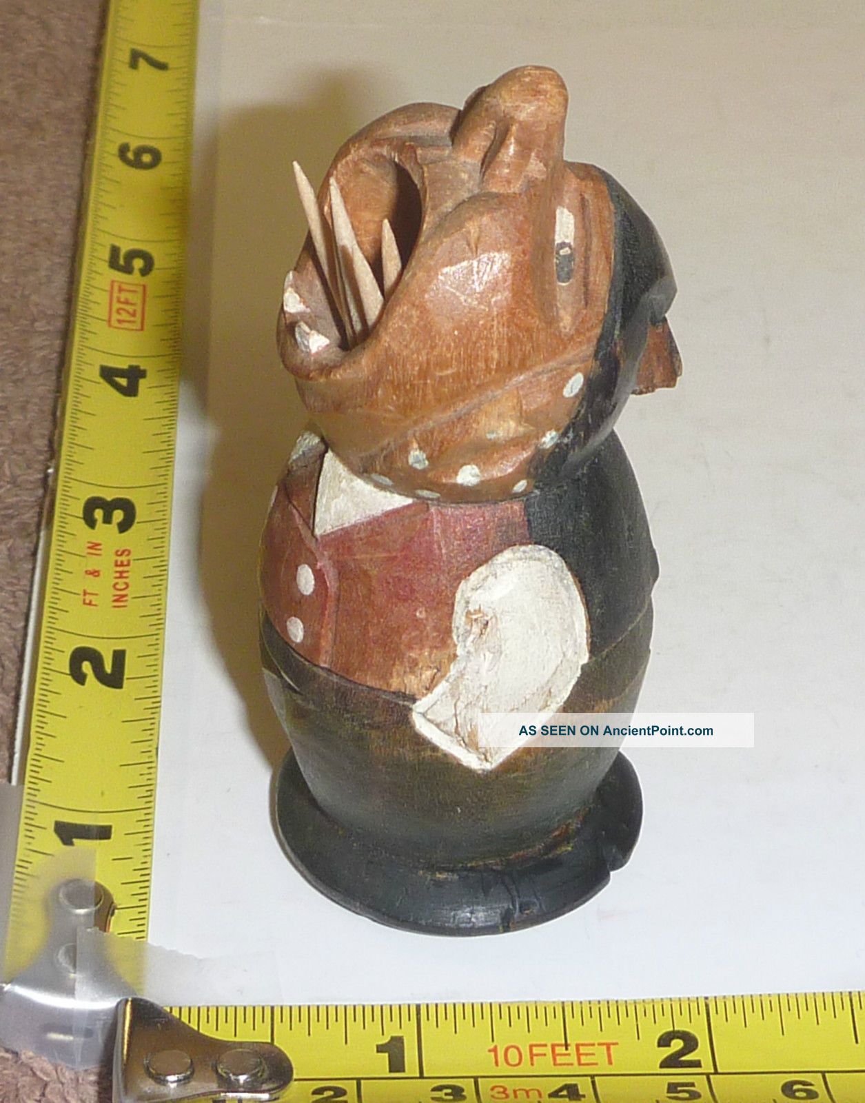 Antique German Hand - Carved Wood Figure By Anri - Toothpick Holder (?) - Estate Carved Figures photo
