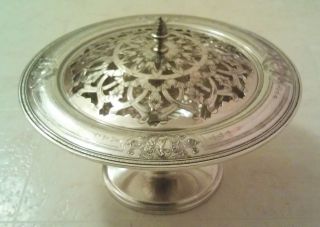 Antique Evans Silver Plated Berry Compote With Reticulated Cover,  Marked X132 photo