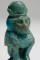 Ancient Egyptian Faience Amulet / C.  300 Bc / Thoth As Baboon Moon Disk Crown Egyptian photo 2