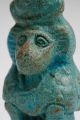 Ancient Egyptian Faience Amulet / C.  300 Bc / Thoth As Baboon Moon Disk Crown Egyptian photo 6