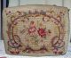 Vintage Wooden Rectangular Foot Stool With Floral Needle Point Designed Top 1900-1950 photo 4
