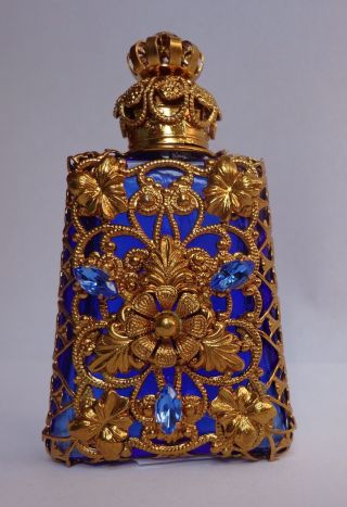 Luxury Czech Handmade Rhinestone Glass Perfume Bottle photo