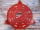 Rare Vintage Rosenthal Netter Red Cast Iron Trivet Rooster Circle 3 Footed Trivets photo 2
