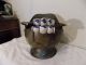 Vintage Copper Brass Coal Scuttle Fireplace Kindling Ash Bucket Porcelain Handle Hearth Ware photo 5
