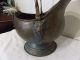 Vintage Copper Brass Coal Scuttle Fireplace Kindling Ash Bucket Porcelain Handle Hearth Ware photo 7