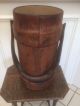 Antique Vintage English Leather Painted Cordite Carrier Powder Bucket Cane Stand Hearth Ware photo 9
