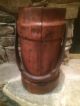 Antique Vintage English Leather Painted Cordite Carrier Powder Bucket Cane Stand Hearth Ware photo 5