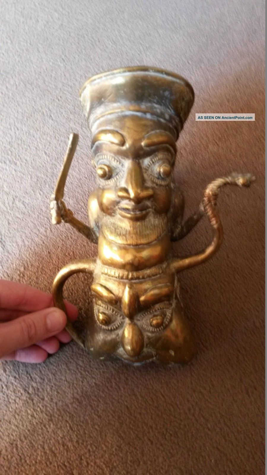 Bamum Bamun African Cameroon Tribal Art Yoruba Brass Pipe & Stem King Mbuembue Other African Antiques photo